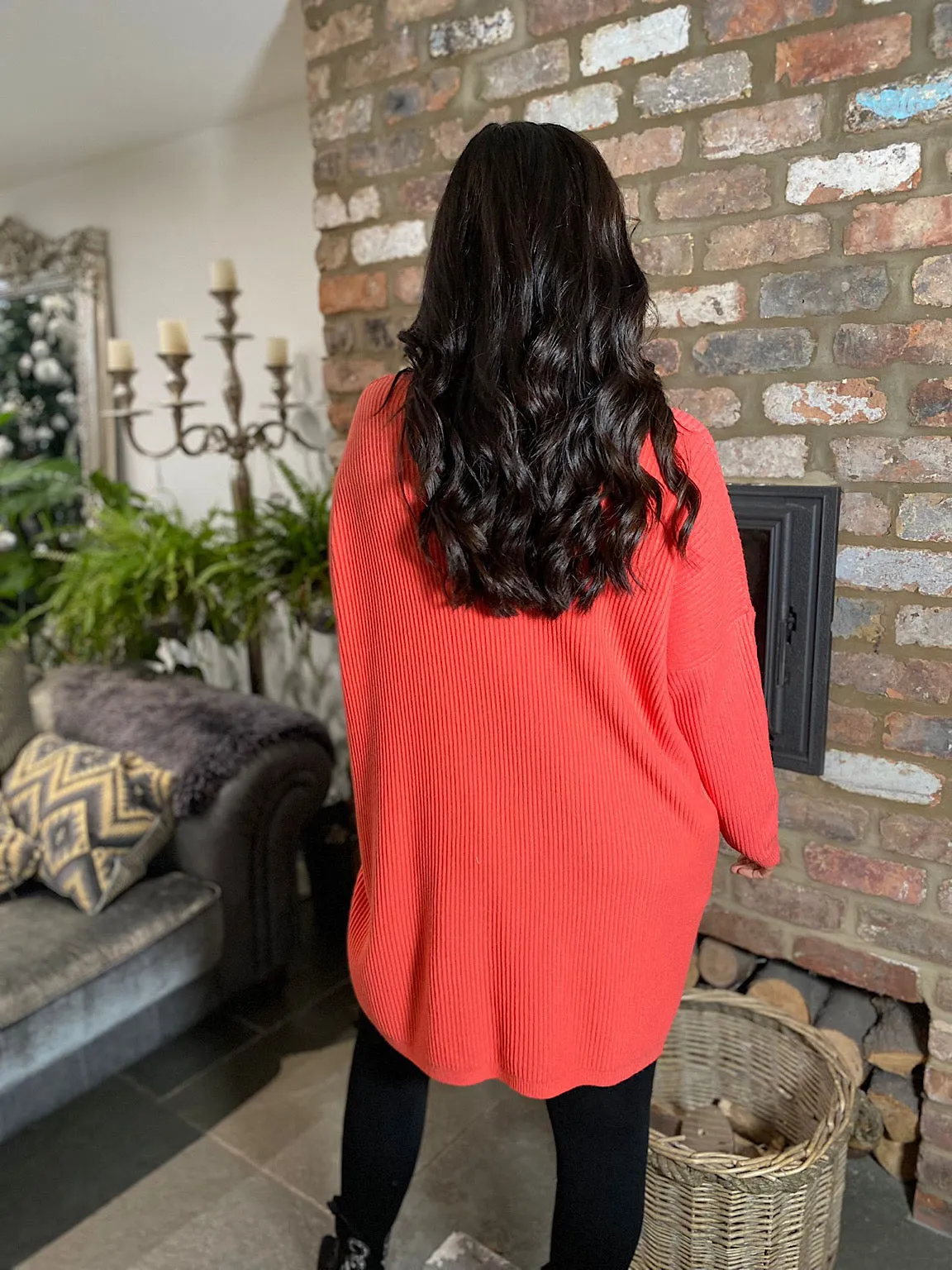 Coral Ribbed V Neck Knit Victoria