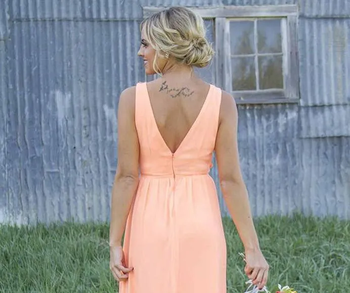 Country Rustic Hi Low Bridesmaid Dresses with Cowboy Boots