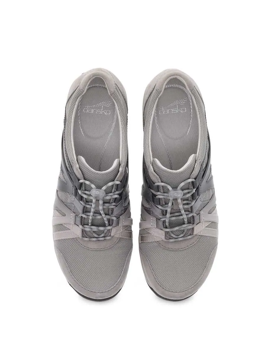 Dansko Womens Henriette Bungee Slip On Tennis Shoe- Grey Suede Mesh