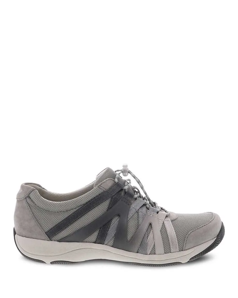 Dansko Womens Henriette Bungee Slip On Tennis Shoe- Grey Suede Mesh