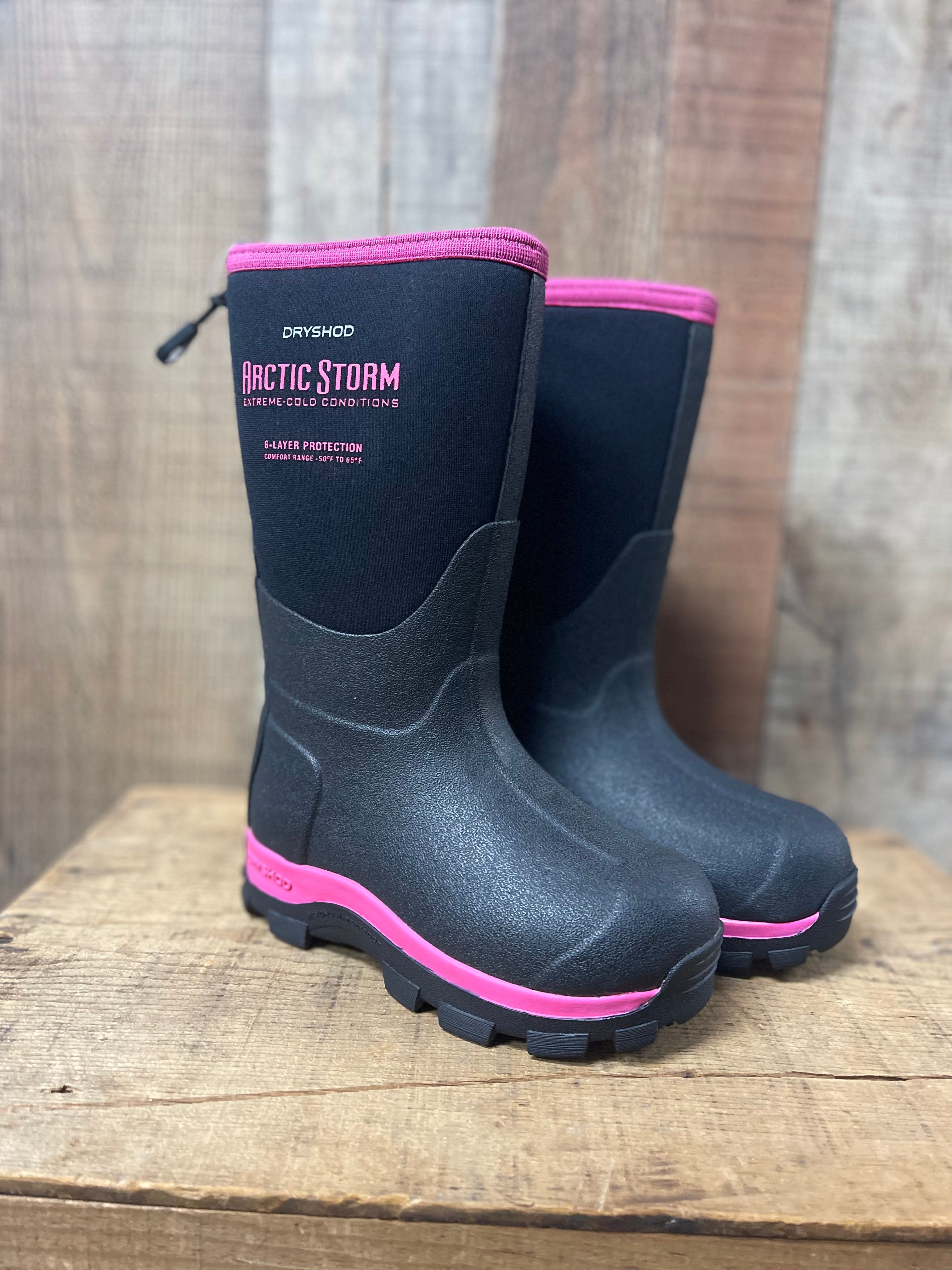 DRYSHOD GIRLS' PINK ARCTIC STORM RUBBER BOOTS - SOFT TOE