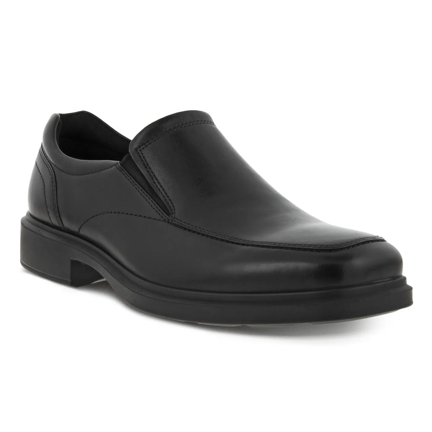 Ecco Mens Helsinki 2.0 Apron Toe Slip On Dress Shoe- Black Smooth Leather