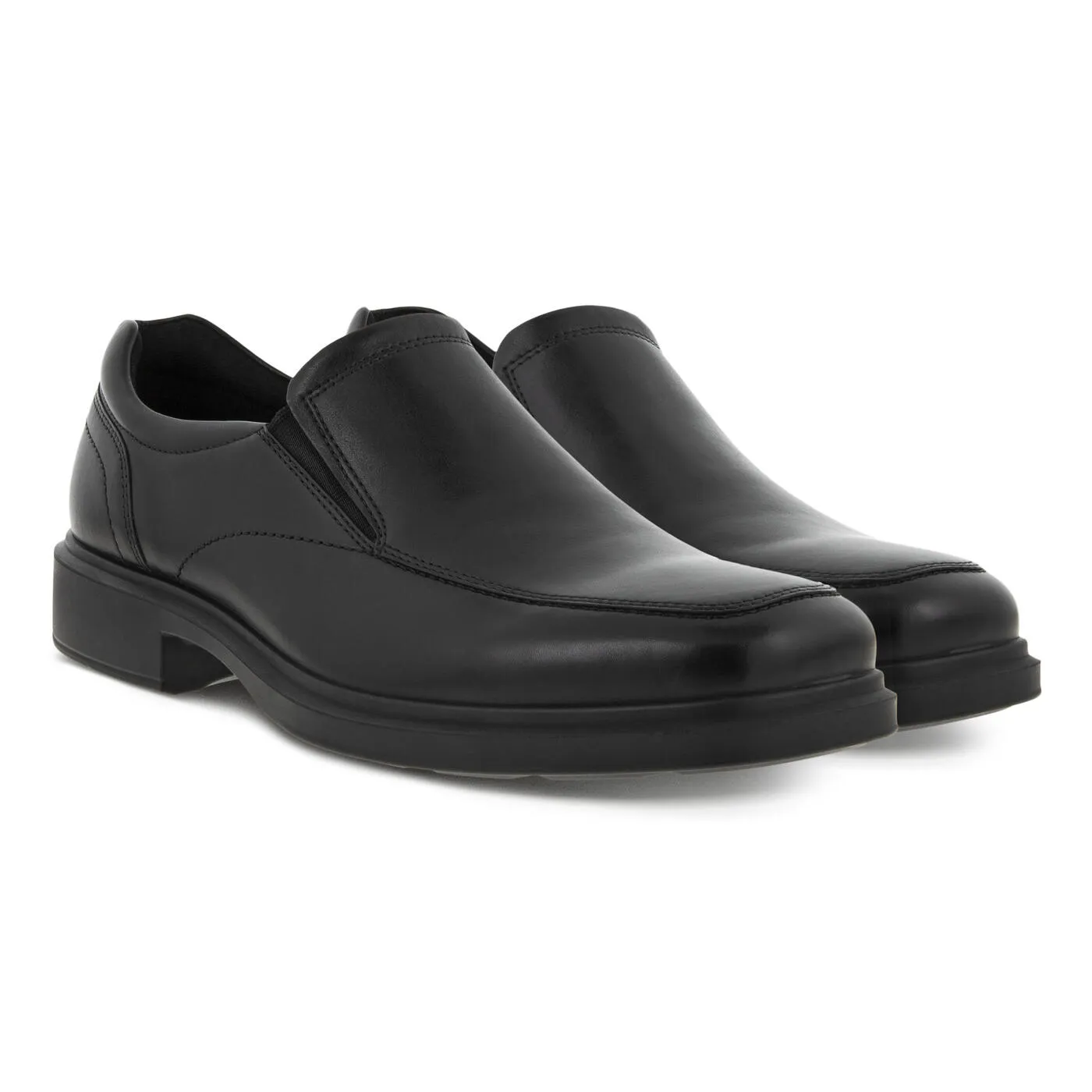 Ecco Mens Helsinki 2.0 Apron Toe Slip On Dress Shoe- Black Smooth Leather