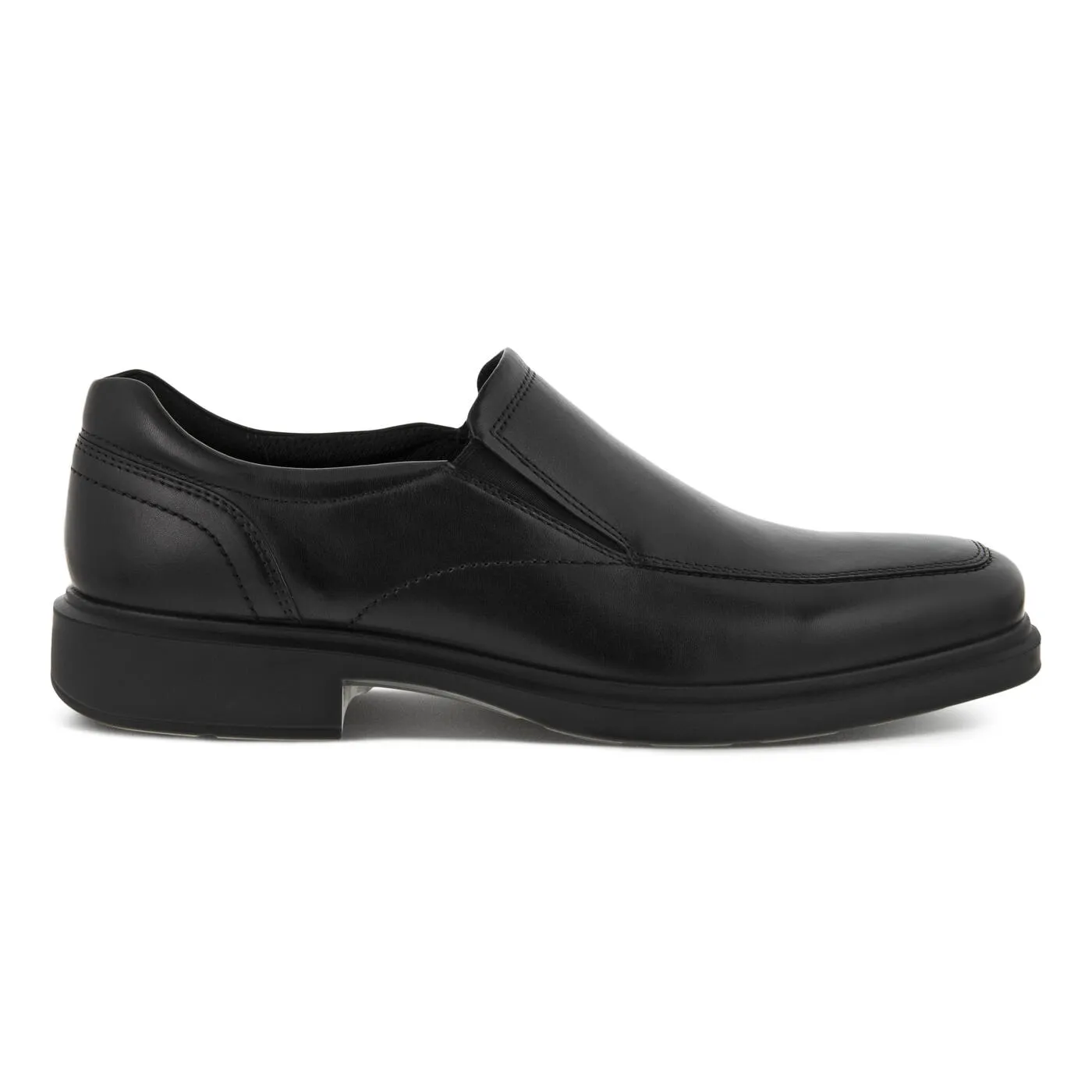 Ecco Mens Helsinki 2.0 Apron Toe Slip On Dress Shoe- Black Smooth Leather