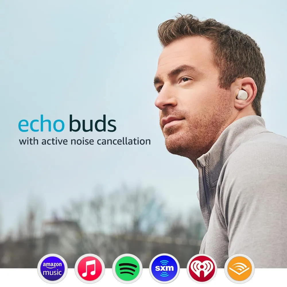 Echo Buds with Active Noise Cancellation (2021 release, 2nd gen) | Wireless earbuds with active noise cancellation and Alexa | W