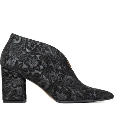 Embassy London Usa Charlotte - Black Floral Emboss - Womens Heels Bootie