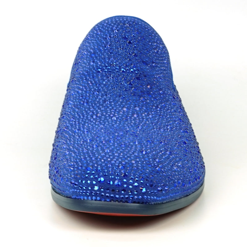 FI-7525 Blue Suede Blue Rhinestones Slip on Loafer Fiesso by Aurelio Garcia