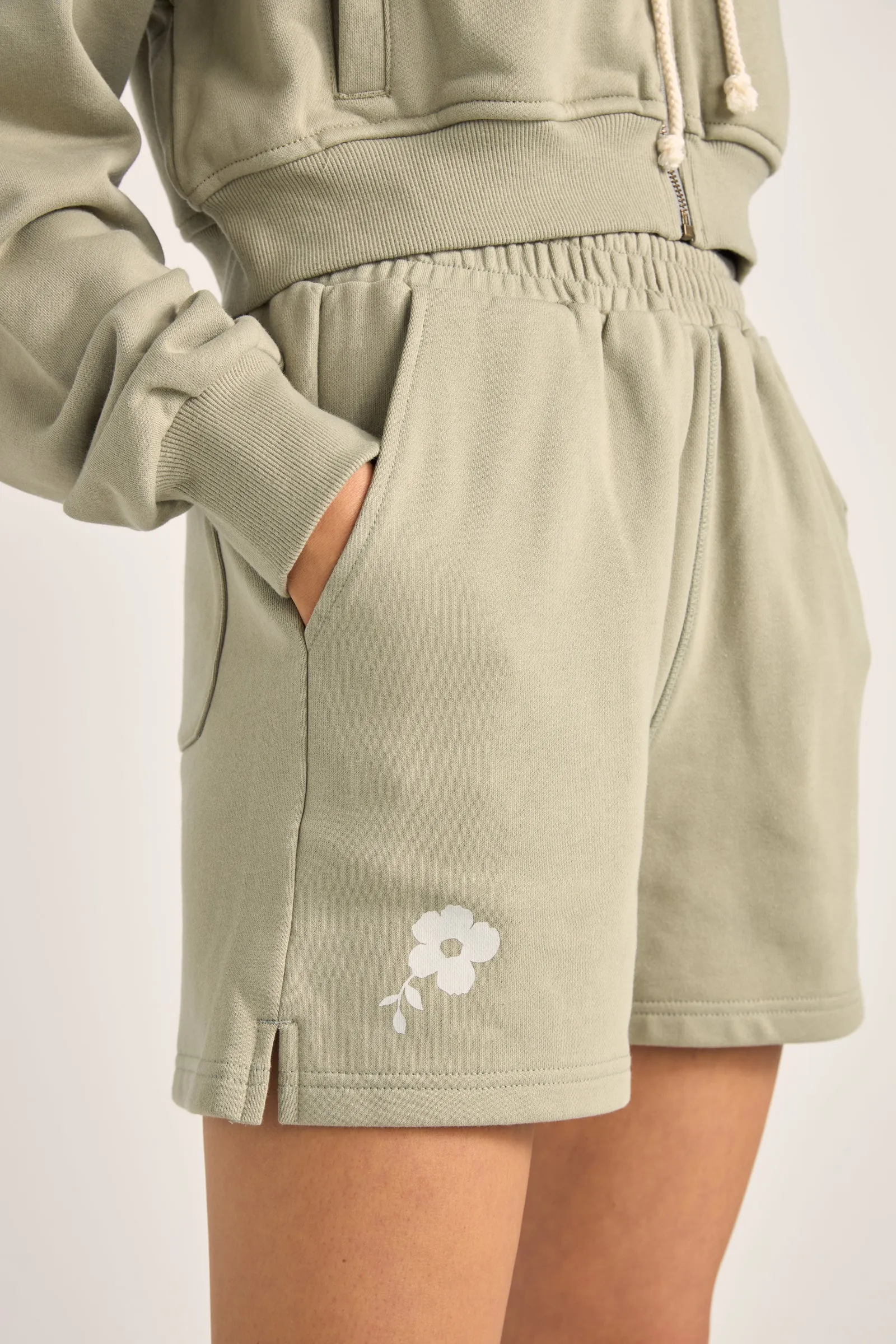 Flora Fleece Shorts Sage