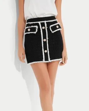 Generation Love Nessa Contrast Tweed Skirt in Black/Cream