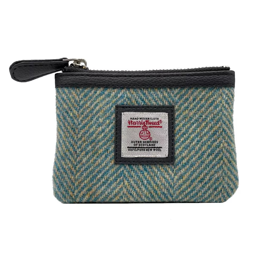 Harris Tweed Coin Purse - Turquoise Herringbone