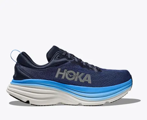 Hoka Men’s Bondi 8 Athletic Shoes- Outer Space/ All Aboard ** Wide Width**