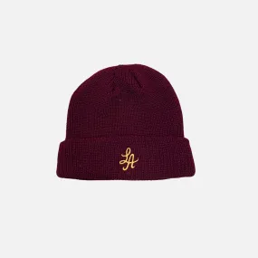 HOT ROD SHOREMAN LOGO BEANIE (BURGUNDY/GOLD)