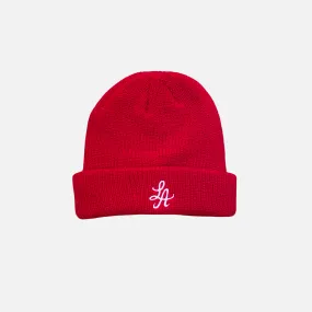 HOT ROD SHOREMAN LOGO BEANIE (RED/WHITE)