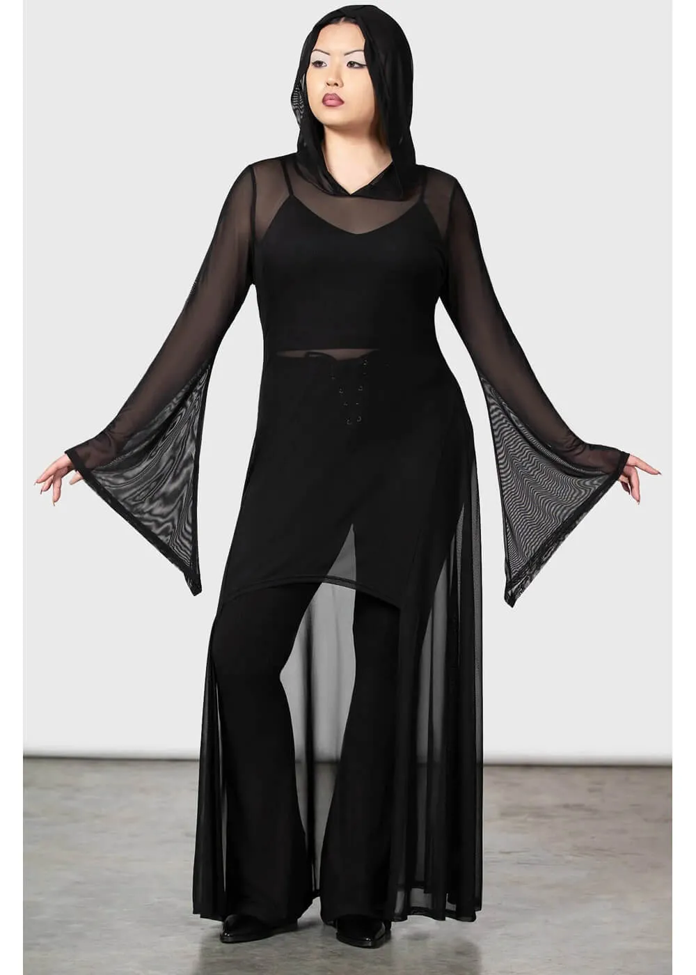 Killstar Sheer Mystery Cloak Top Black