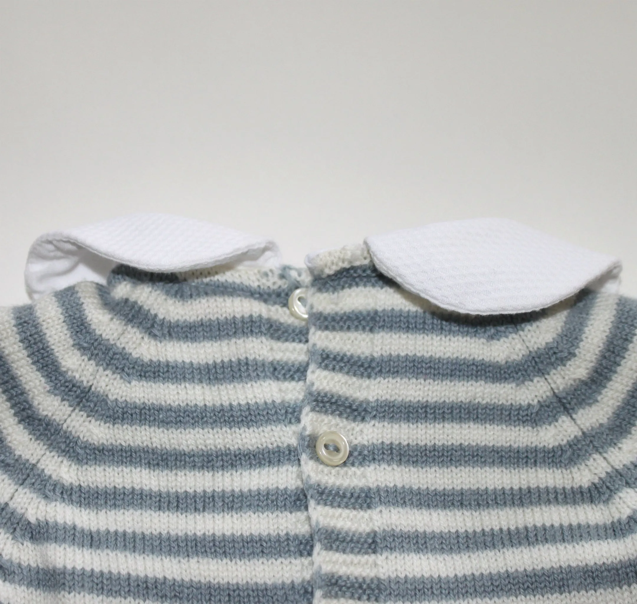 La Coqueta Blue And White Merino Wool Baby Outfit