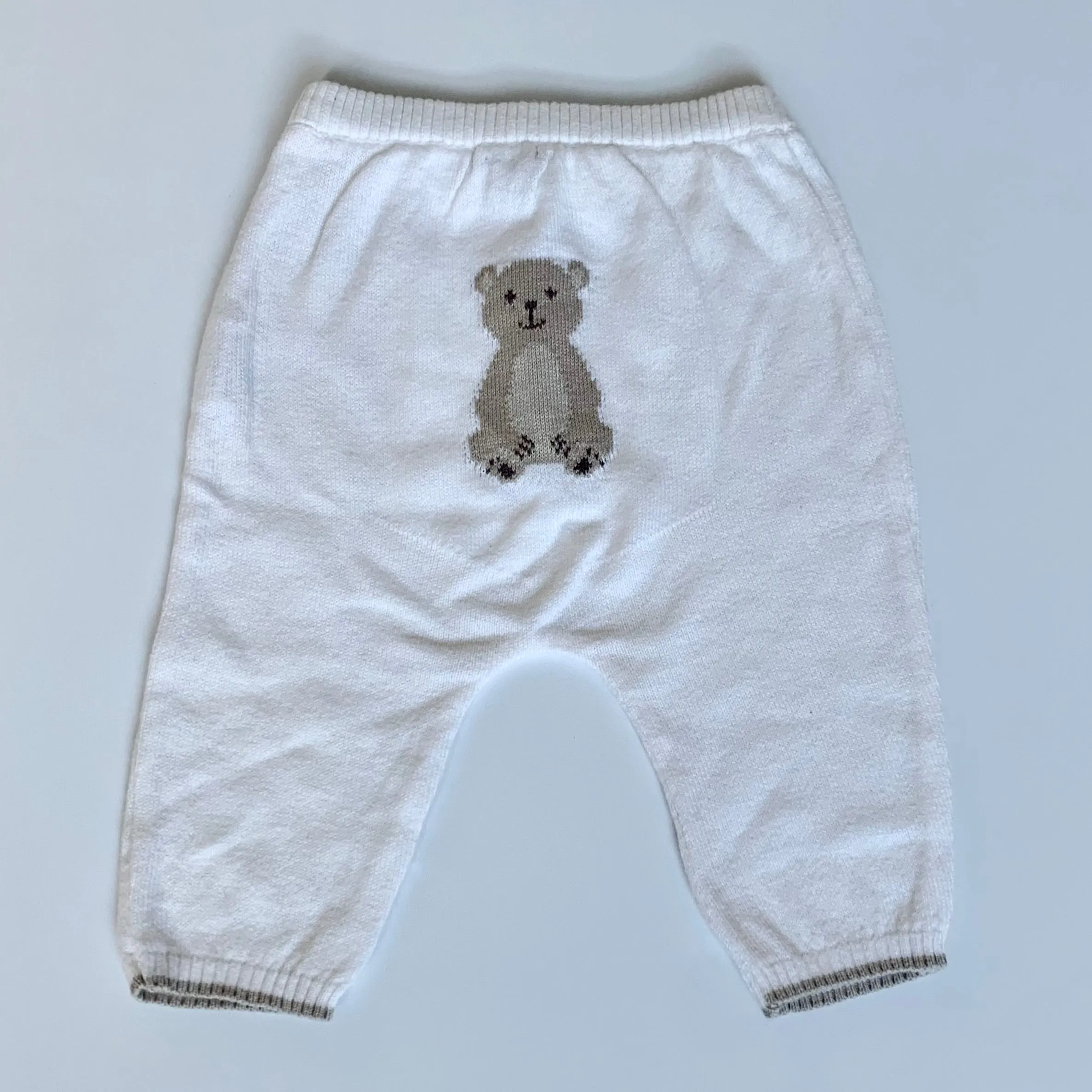 Lapinou White Cotton/ Wool Mix Bear Set: 3-6 Months