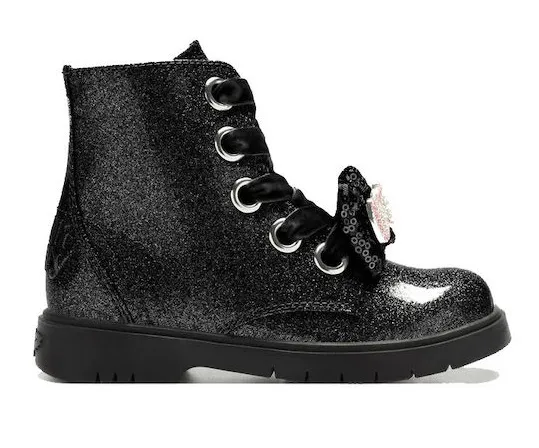 LELLI KELLY LK3736 GLITTER BLACK ANKLE BOOTS