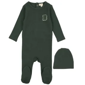 Lil Legs Green B Applique Stretchie (and Bonnet)-Boy