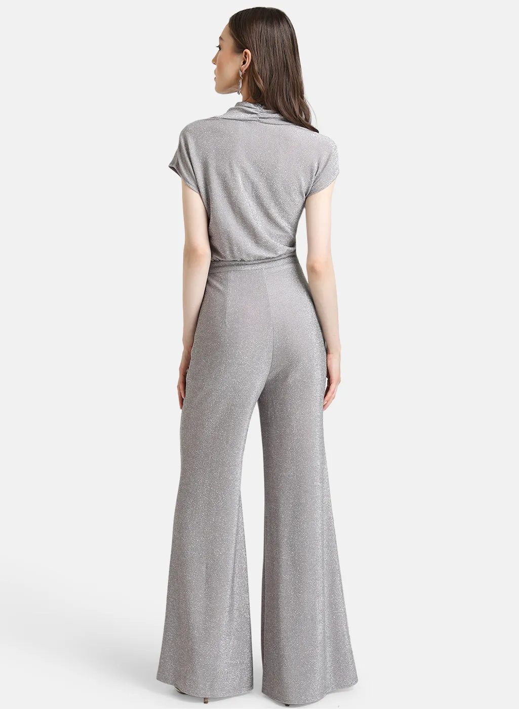 Lurex Knit Shawl Collar Jumpsuit