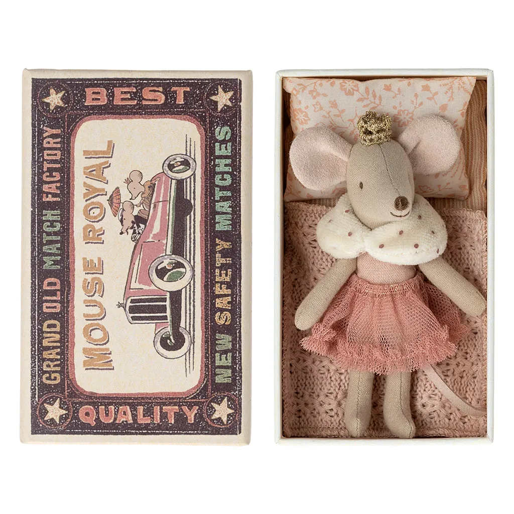 Maileg Toys Little Sister Princess Mouse In Matchbox Pink