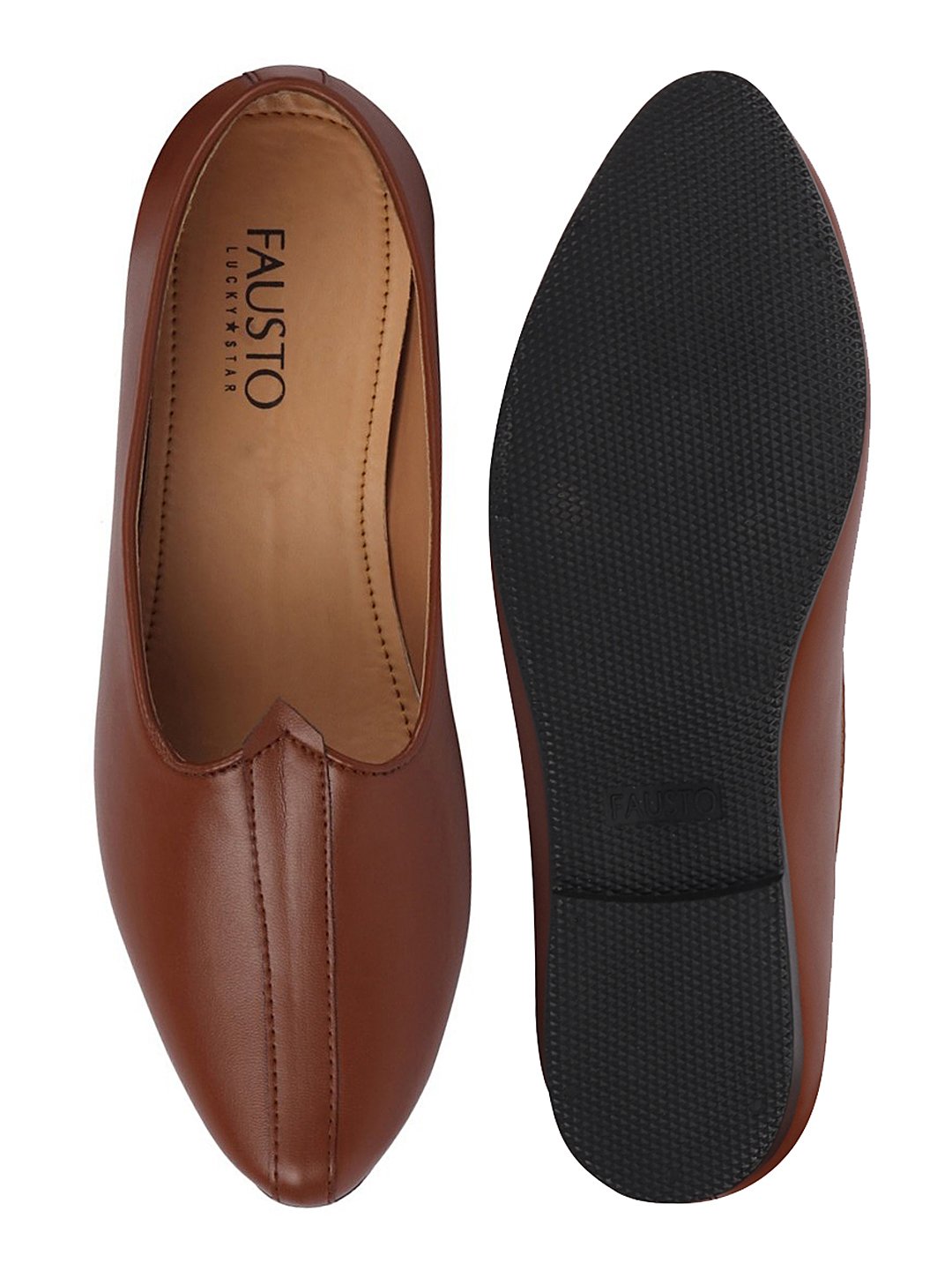 Men Ethnic Tan Slip On Juttis and Mojaris