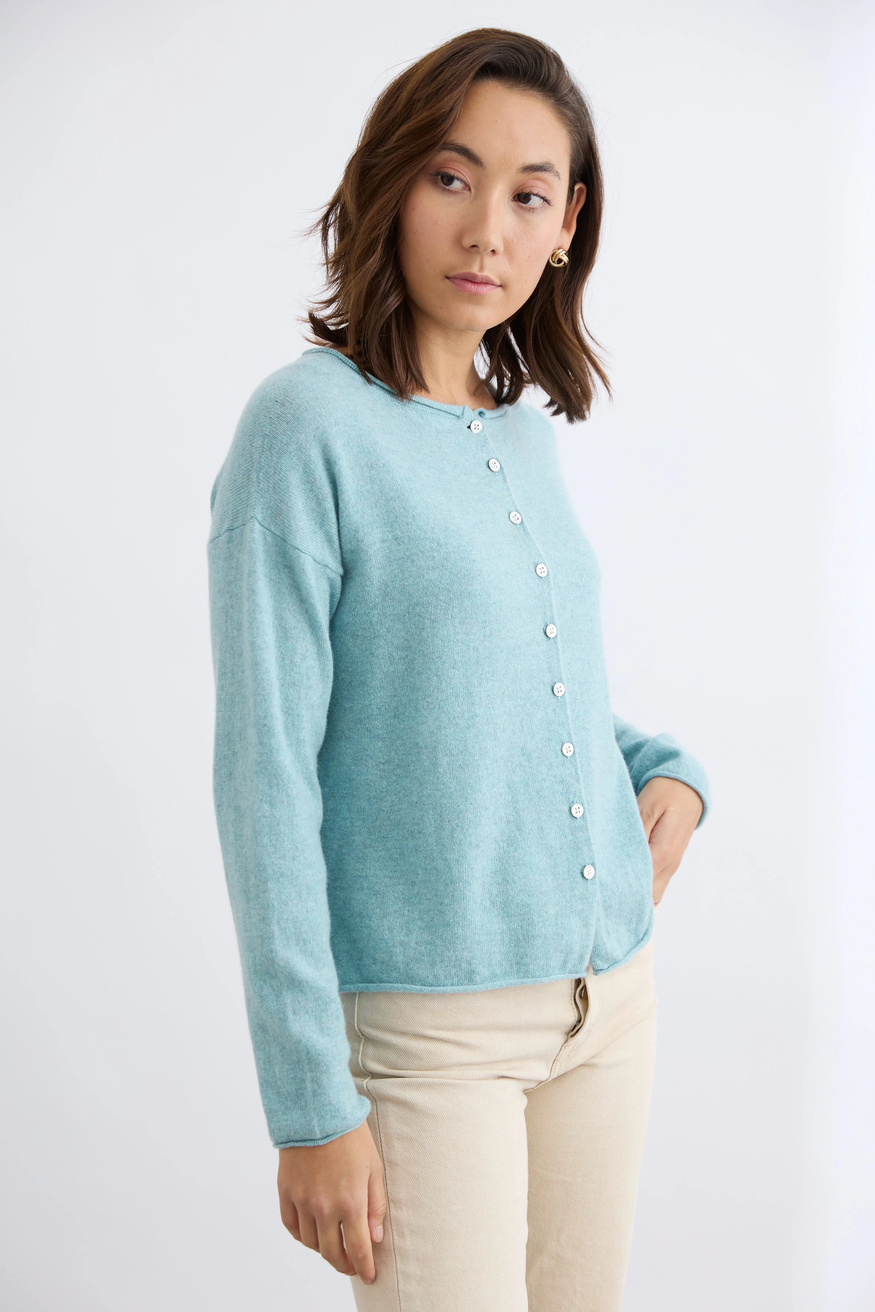 Mia Fratino - Pure Reversible Button Cardigan in Oasis