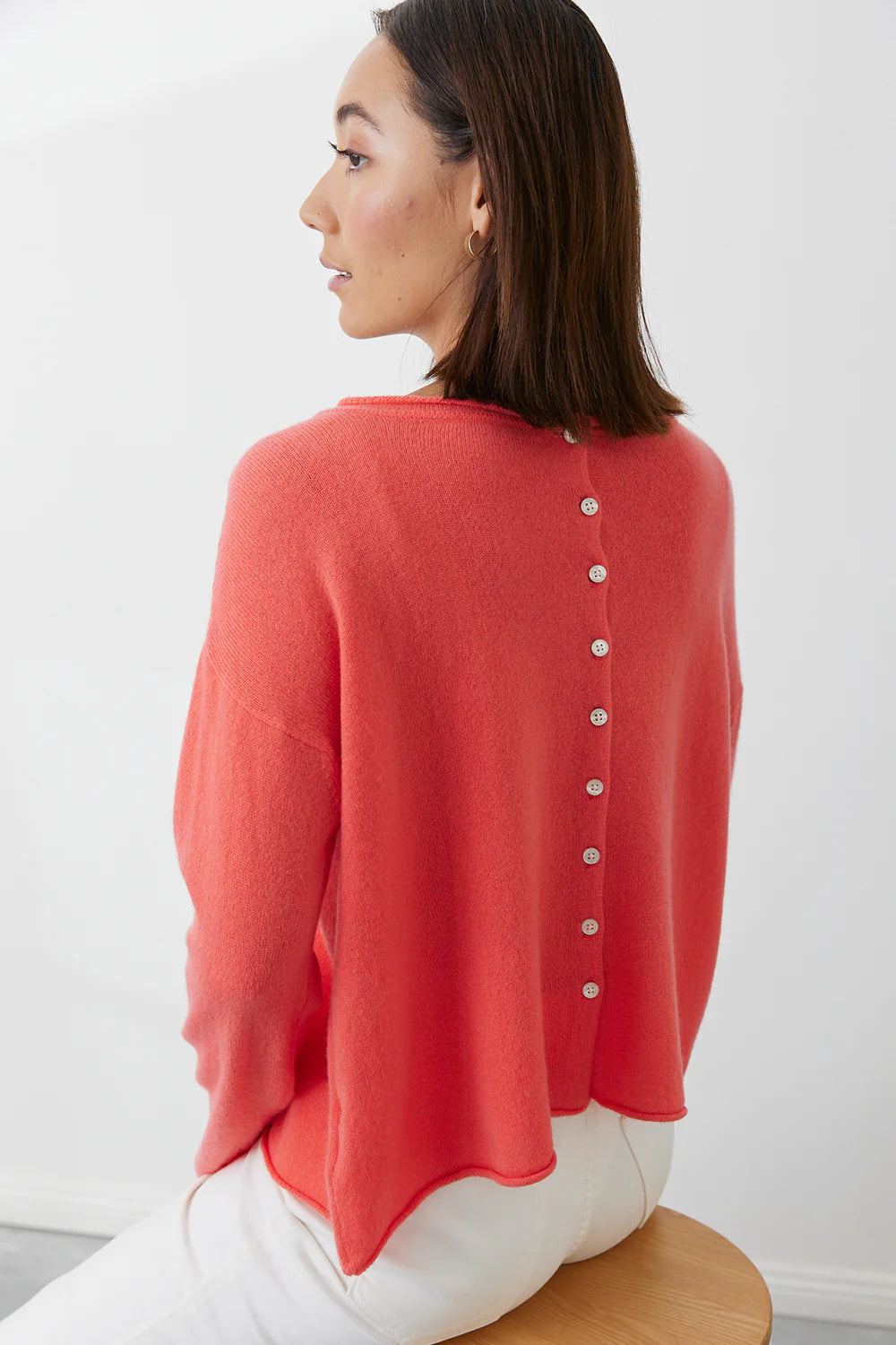 Mia Fratino - Pure Reversible Button Cardigan Papaya