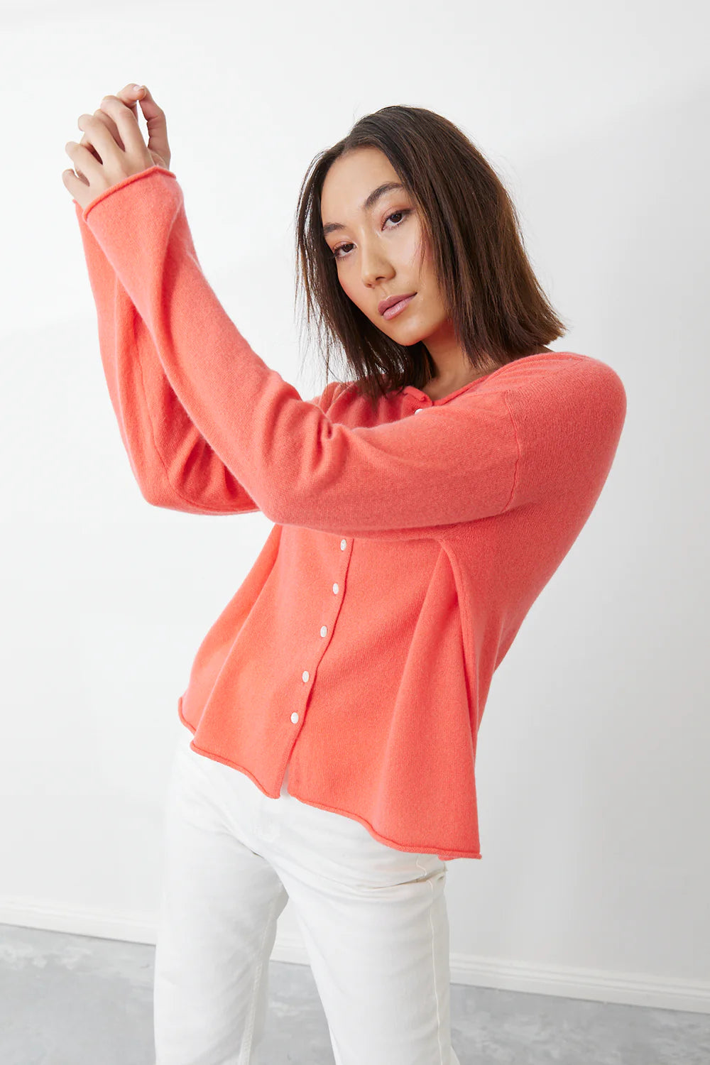 Mia Fratino - Pure Reversible Button Cardigan Papaya