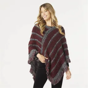 Mila Chunky Knit Poncho Red/Black