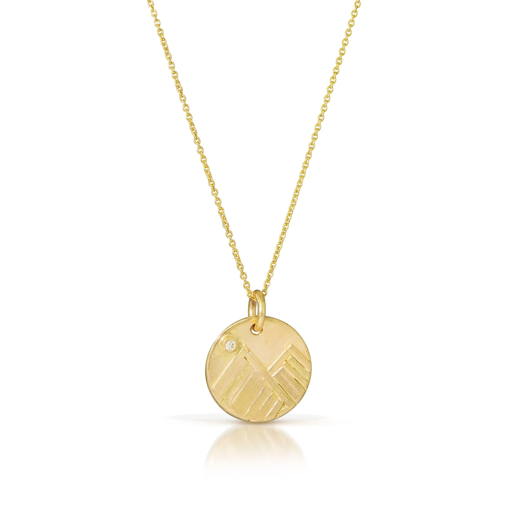 Mini Mountain Necklace in 14K gold with Diamond Moon