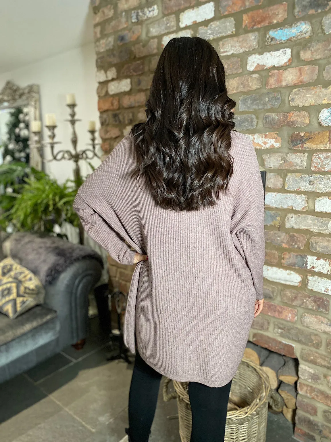 Mocha Ribbed V Neck Knit Victoria