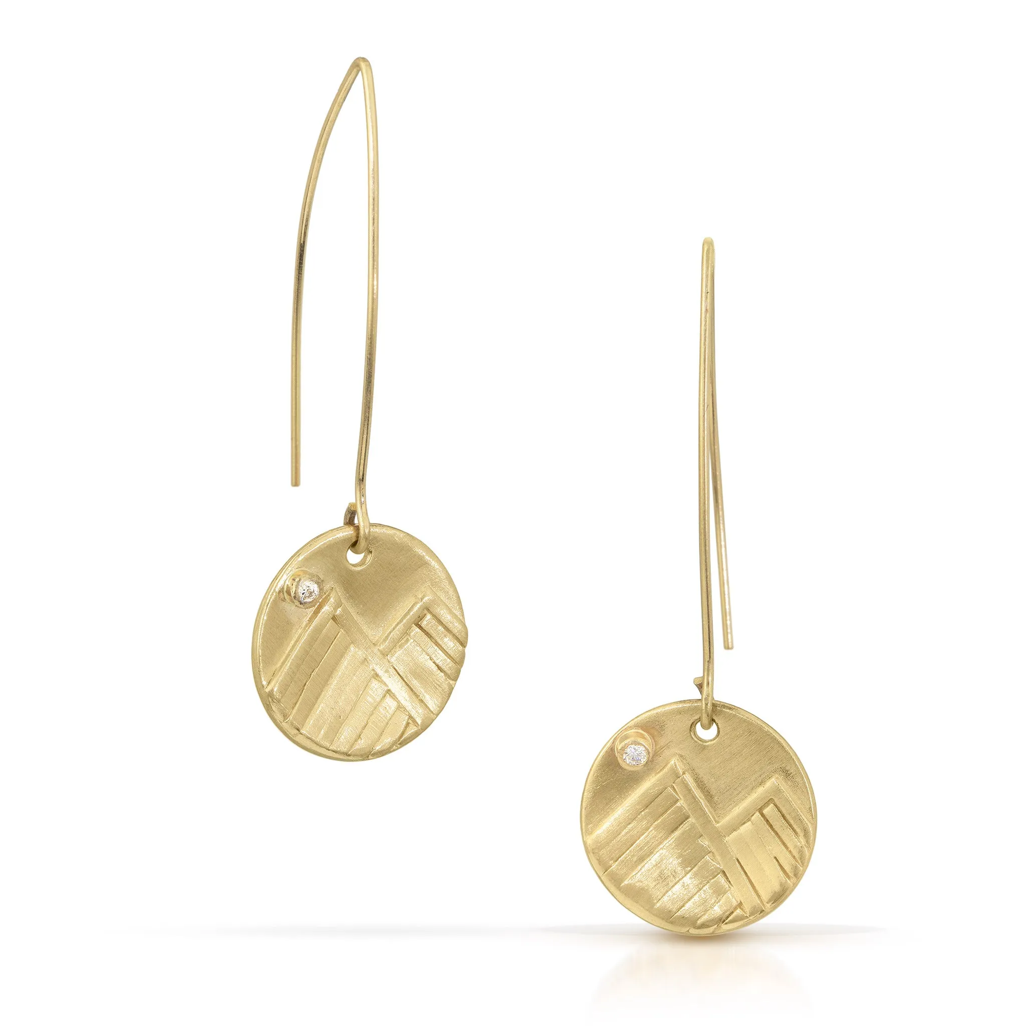 Mountain Earrings in 14K Gold with Diamond Moon