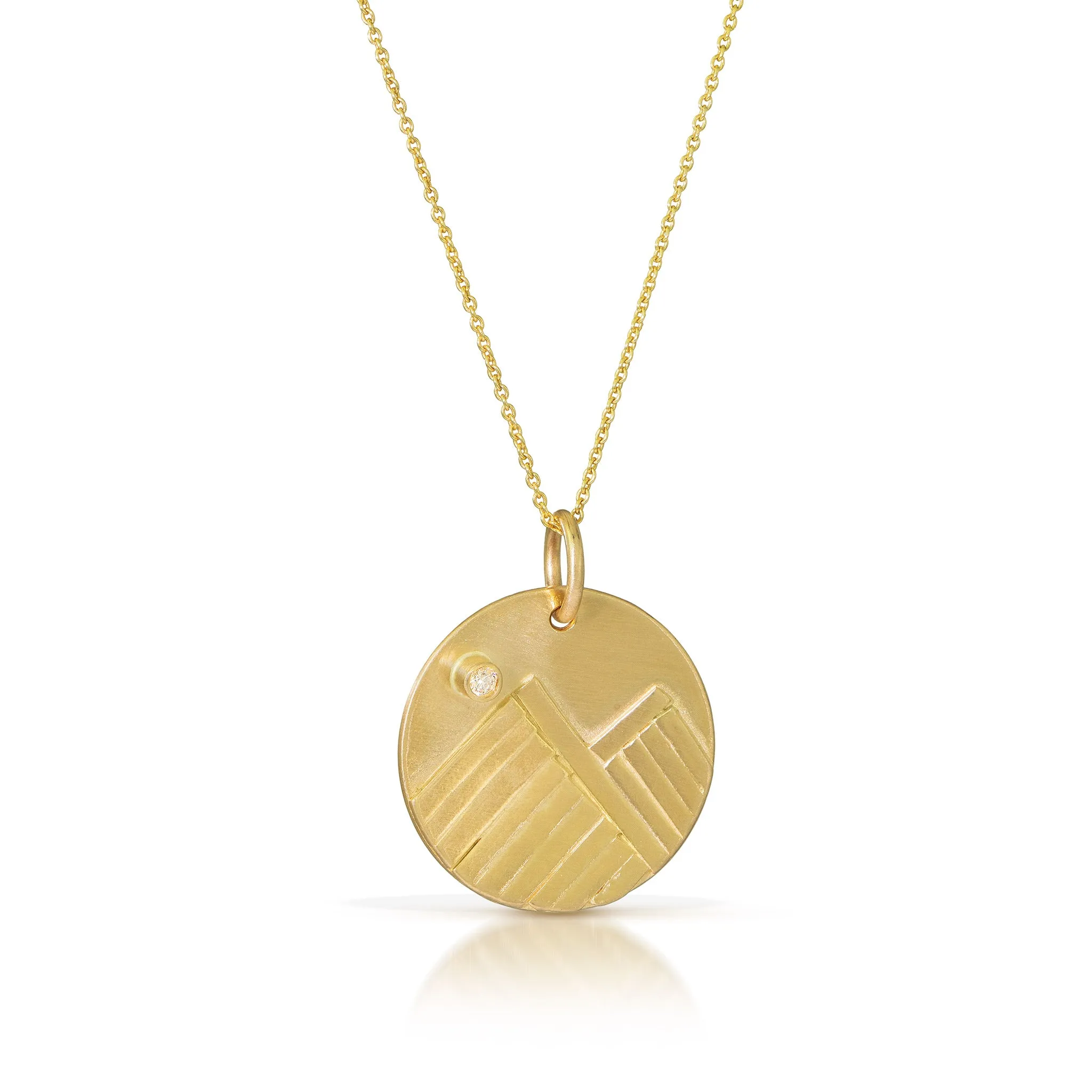 Mountain Necklace in 14K Gold with Diamond Moon