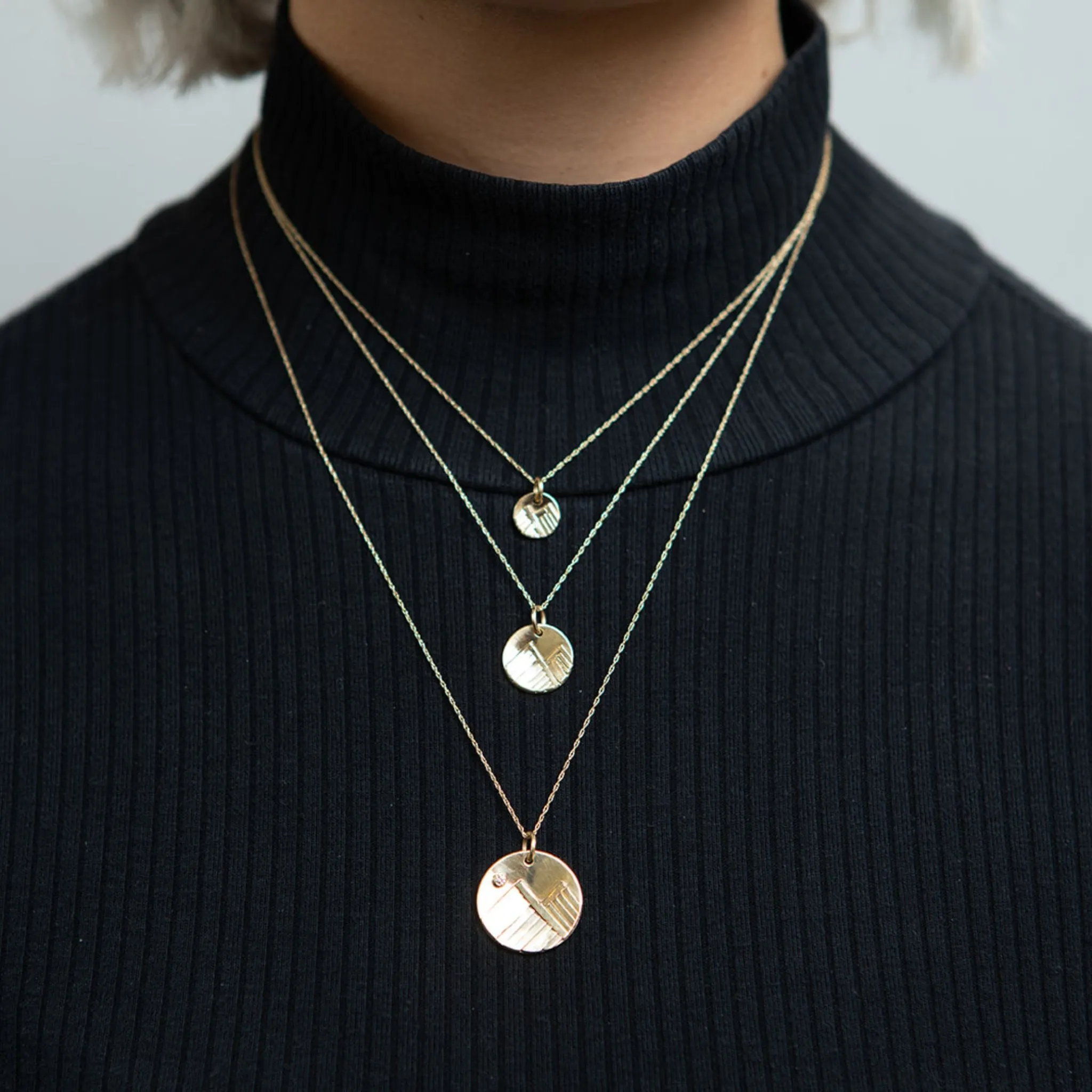 Mountain Necklace in 14K Gold with Diamond Moon