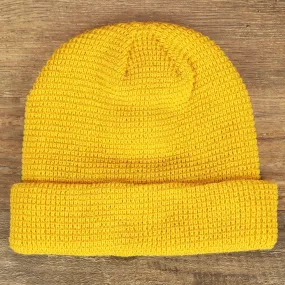 Mustard Golden Yellow Fisherman Knit Cuffed Beanie