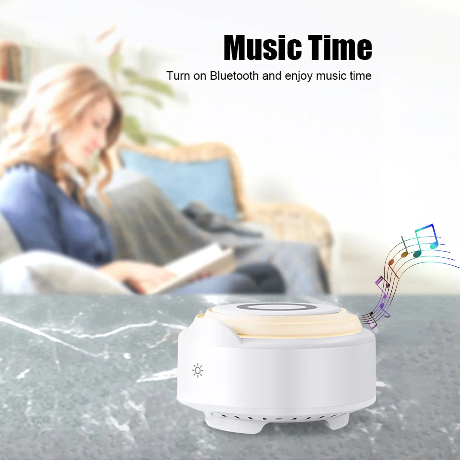 Night Light Bluetooth Speaker with Wireless Charging Pad