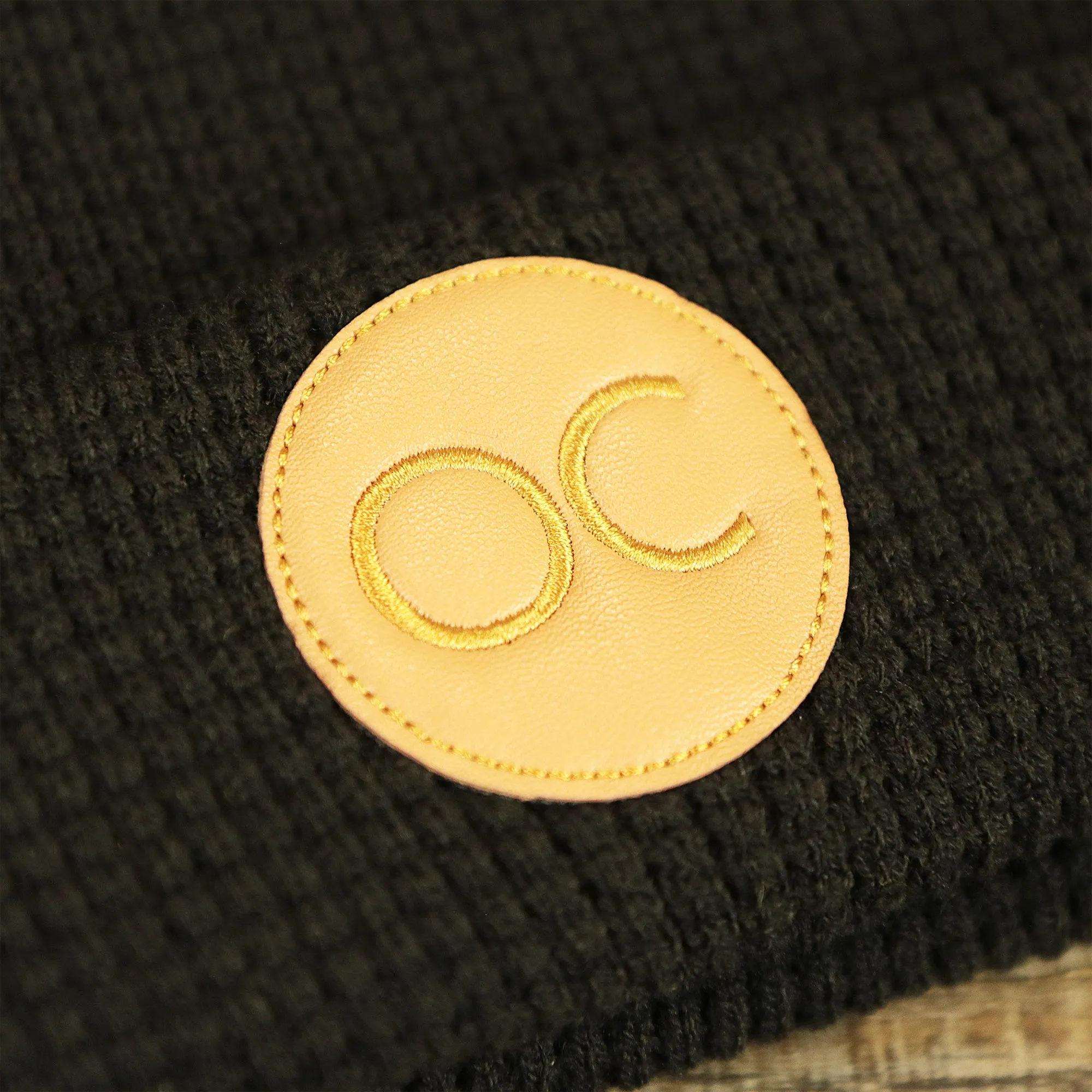 Ocean City New Jersey Leather OC Logo Waffle Knit Cuffed Beanie