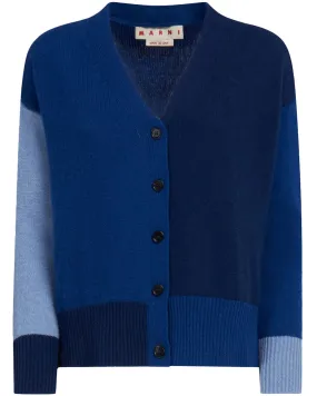 Ocean Colorblock Cashmere Asymmetrical Cardigan