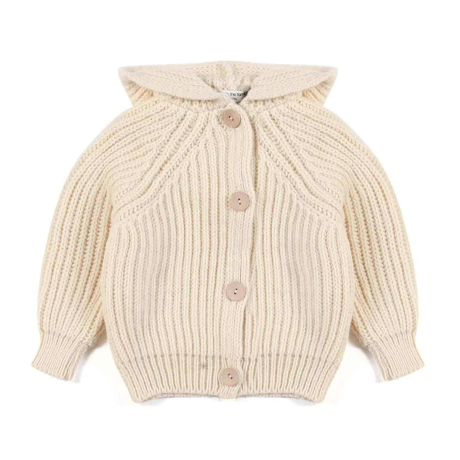 One More In The Family Unisex Aniol Ecru Cardigan With Hood