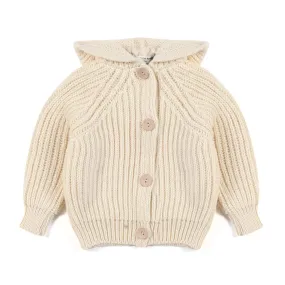 One More In The Family Unisex Aniol Ecru Cardigan With Hood