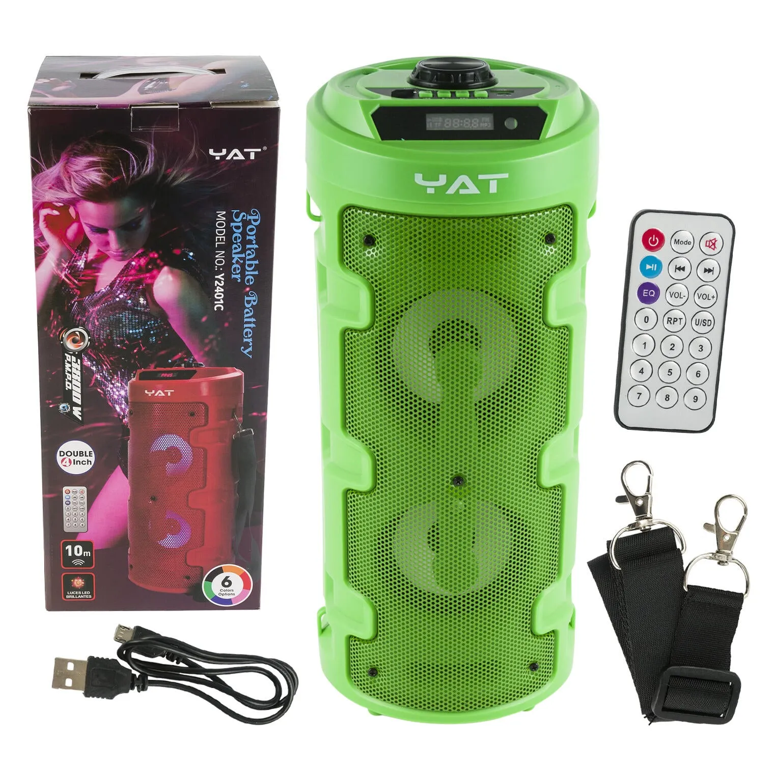 Portable Battery Speaker Wireless Bluetooth Tube Shaped Speaker with Hooks on Both Sides