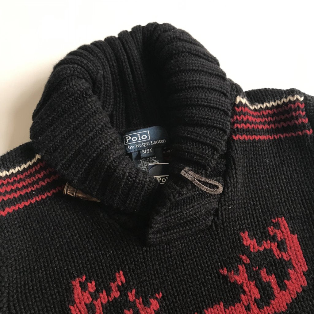 Ralph Lauren Black Intarsia Jumper With Shawl Collar: 3 Years (Brand New)