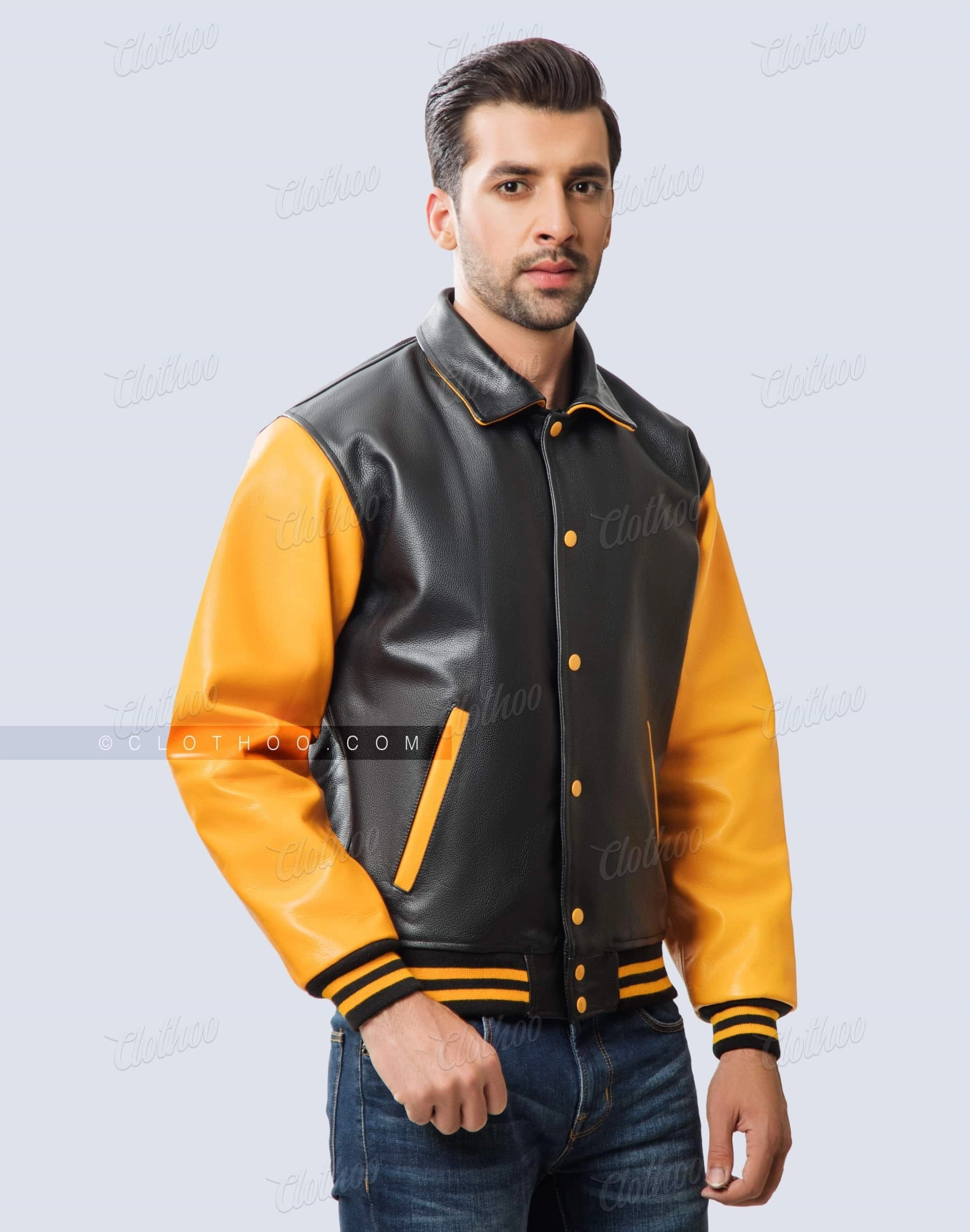 Retro Letterman Jacket Shirt / Byron Collar | Clothoo