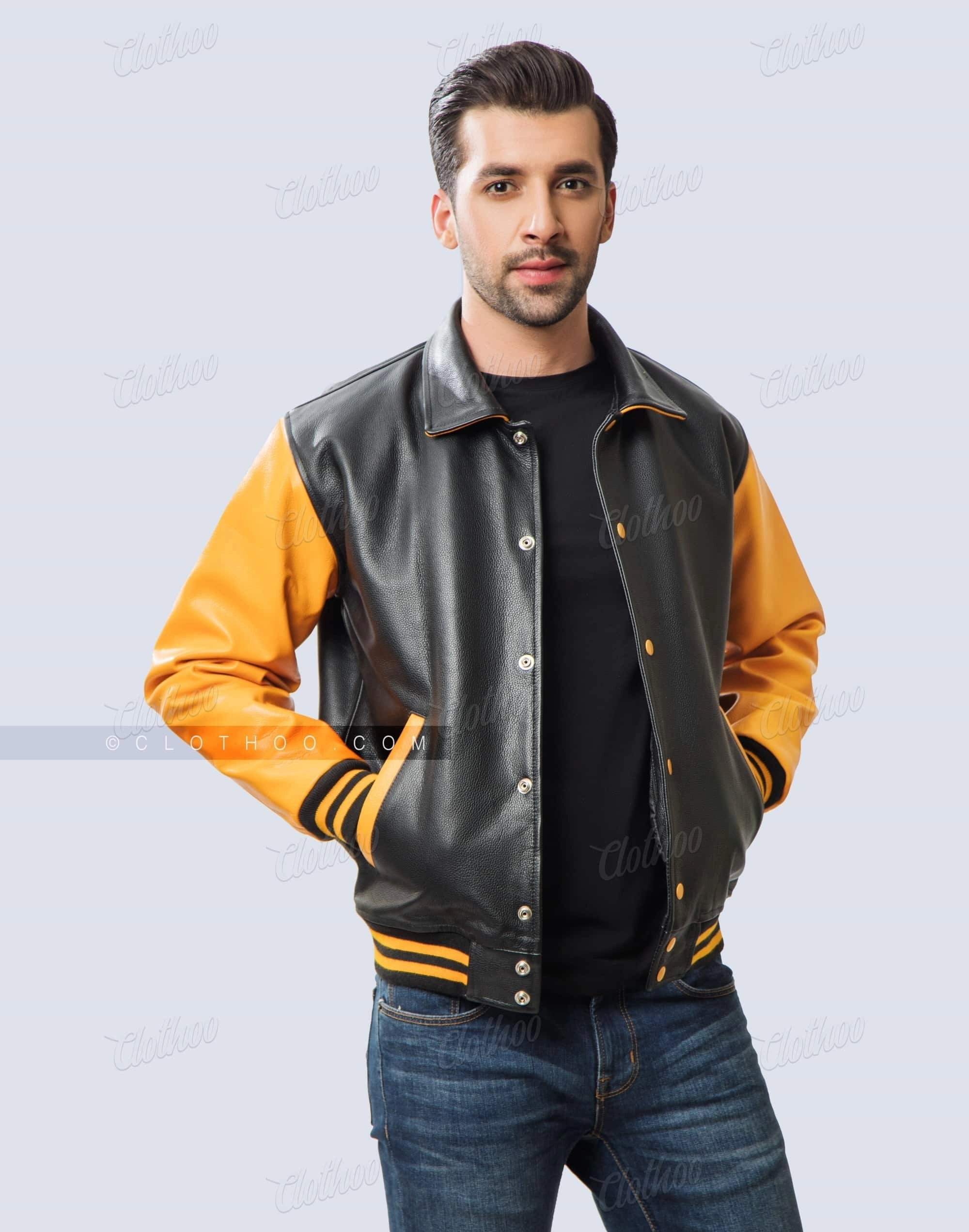 Retro Letterman Jacket Shirt / Byron Collar | Clothoo