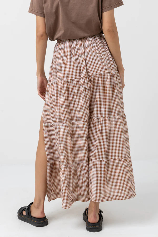 Rhythm Lola Check Tiered Maxi Skirt