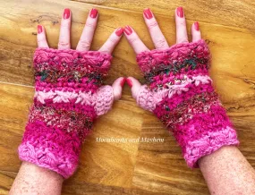 ROSY PINK FINGERLESS SNUGGLE GLOVES / MITTENS