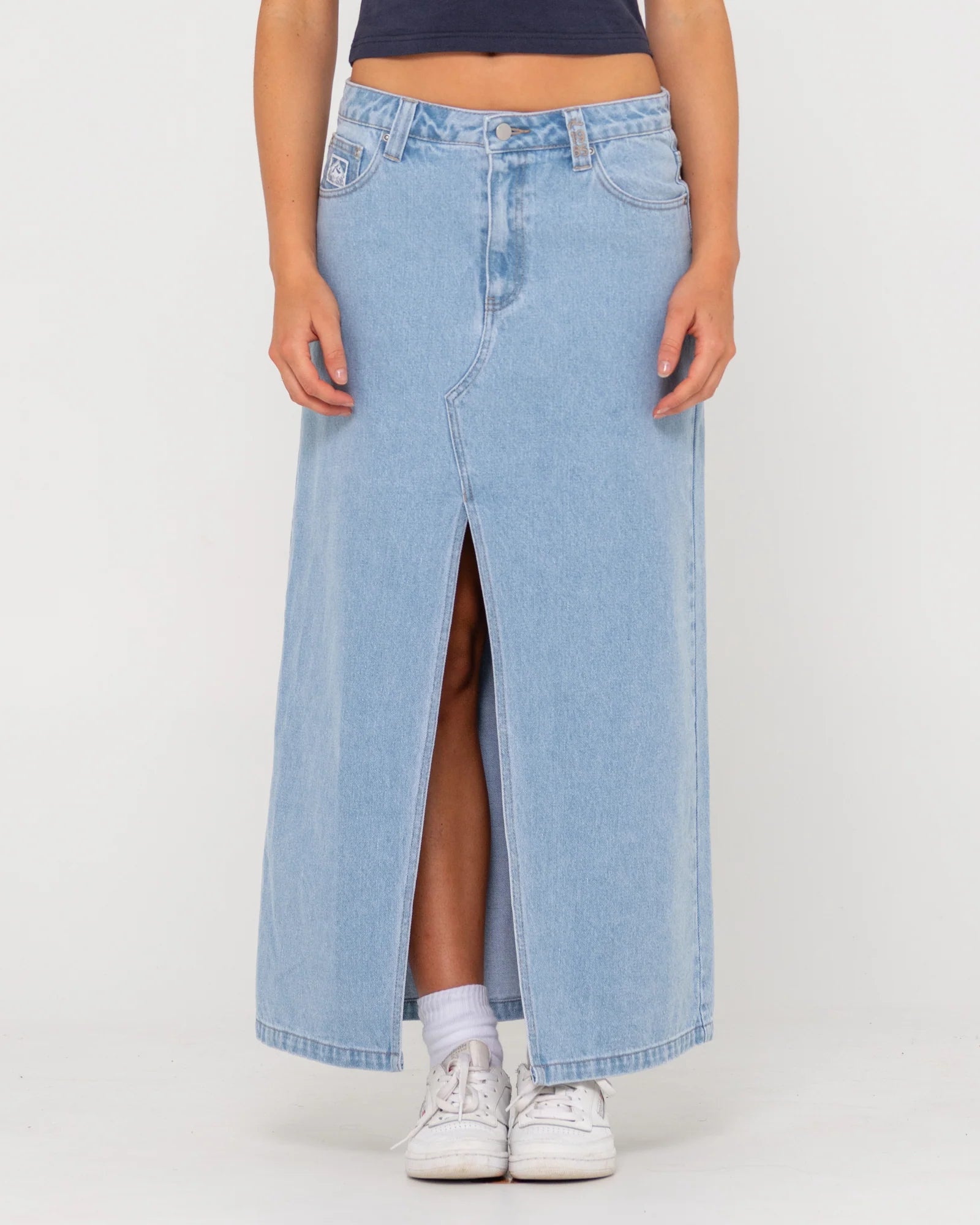 Rusty Celeste Low Rise Denim Maxi Skirt