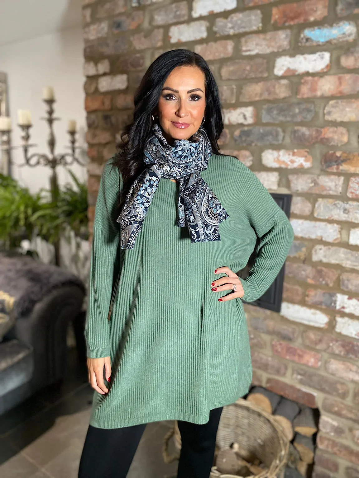 Sage Ribbed V Neck Knit Victoria