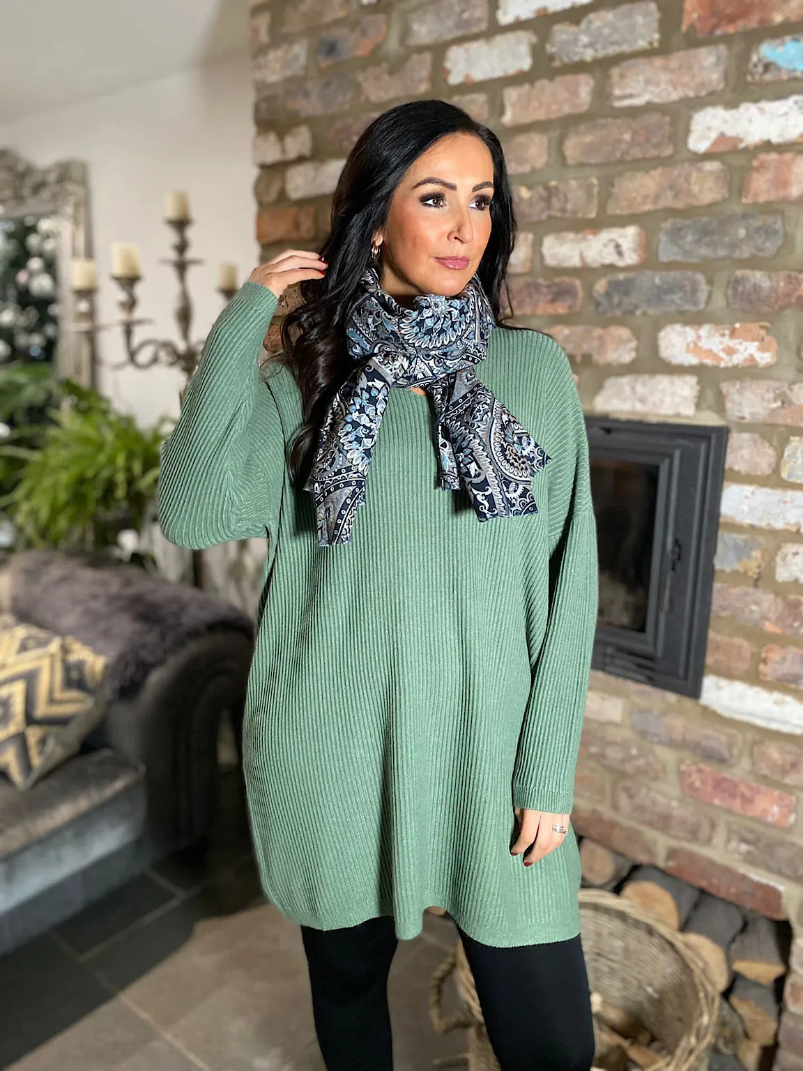 Sage Ribbed V Neck Knit Victoria