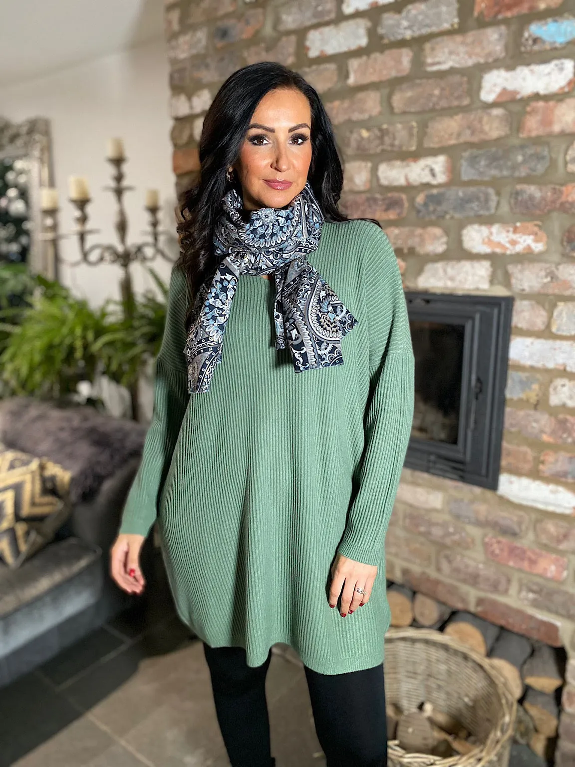 Sage Ribbed V Neck Knit Victoria